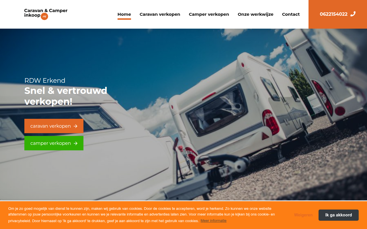 Screenshot van caravancamperinkoopnederland.nl