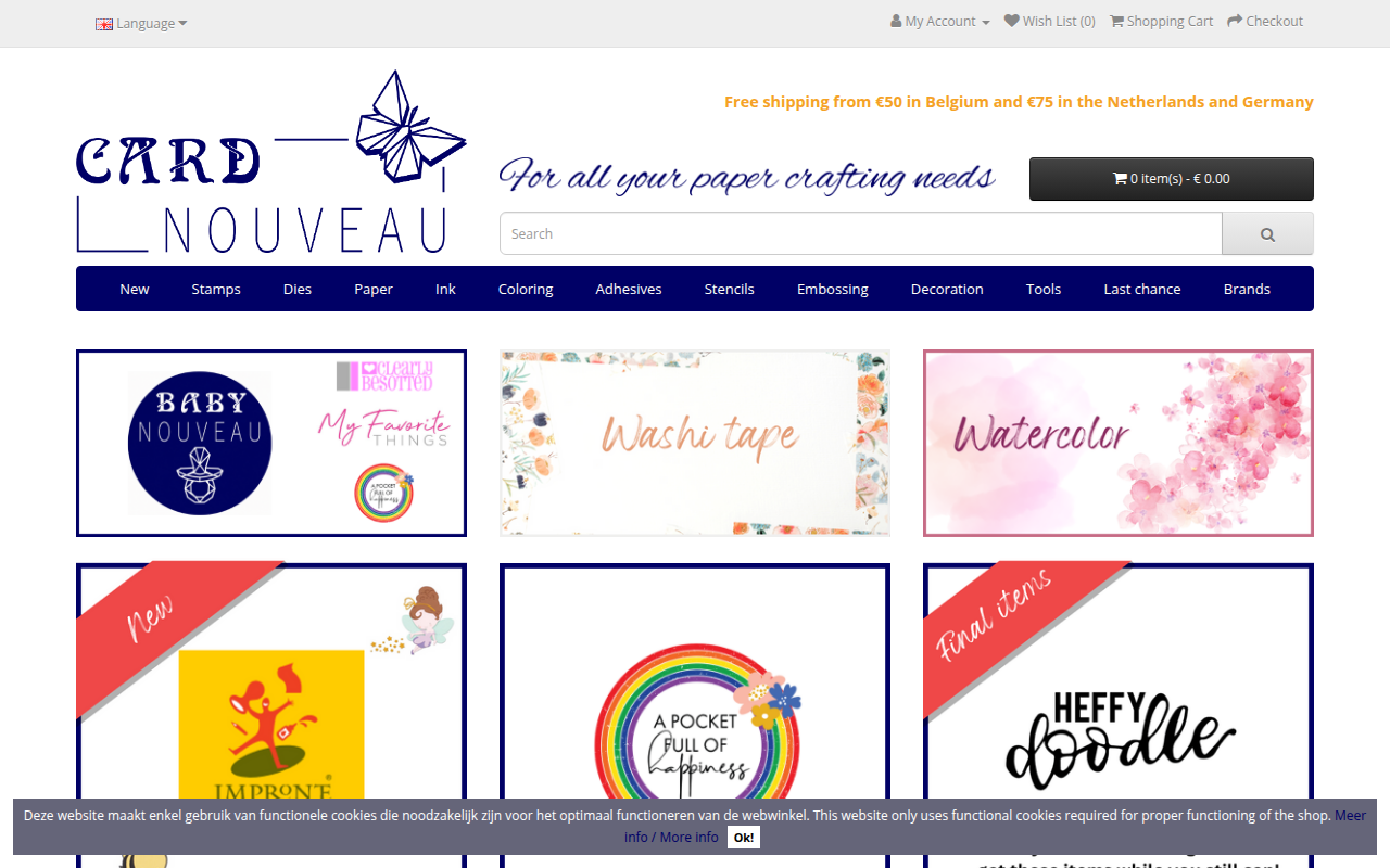 Screenshot van cardnouveau.be
