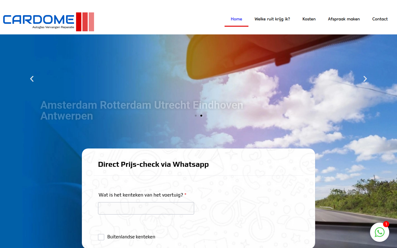 Screenshot van cardome.nl