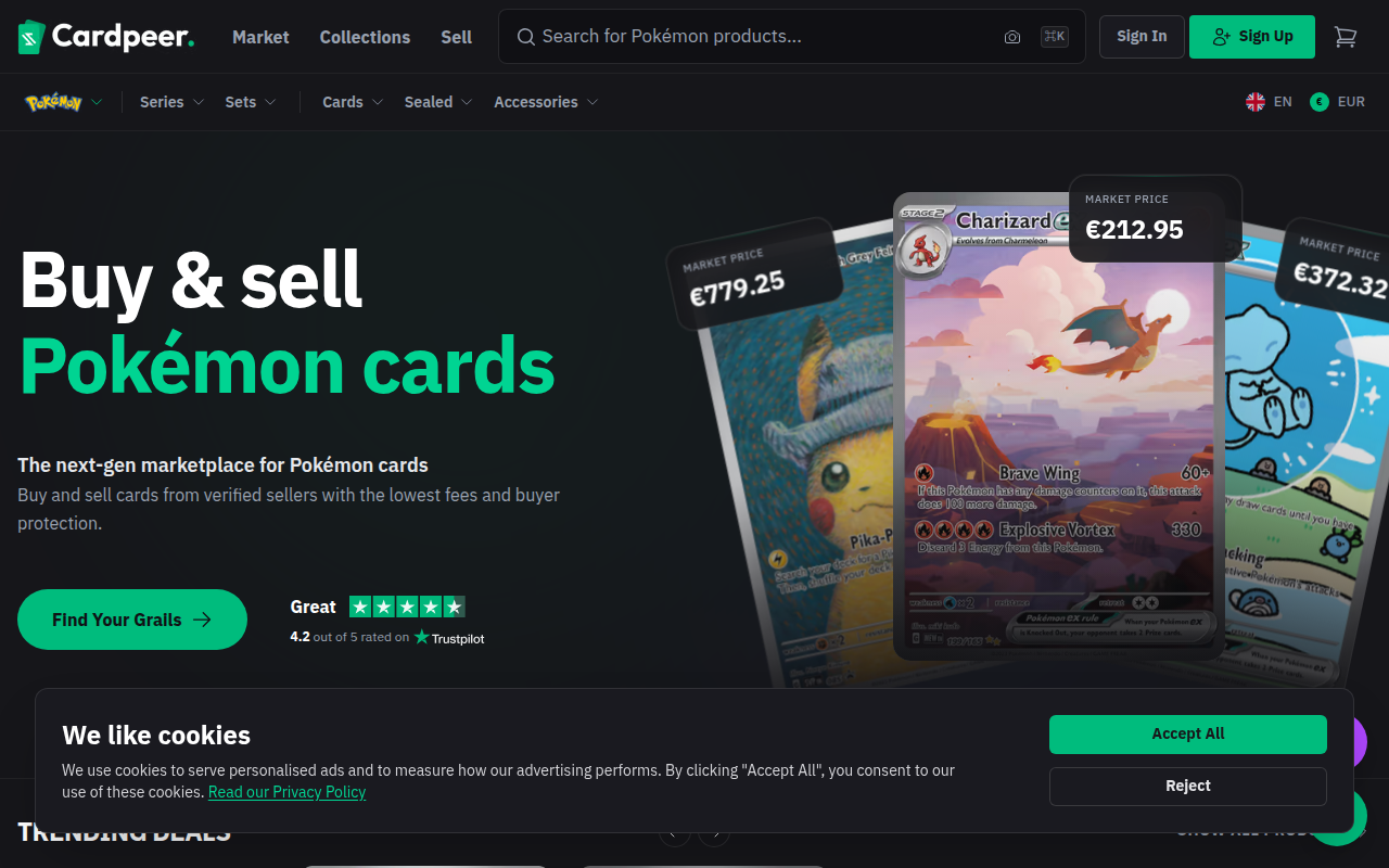 Screenshot van cardpeer.com