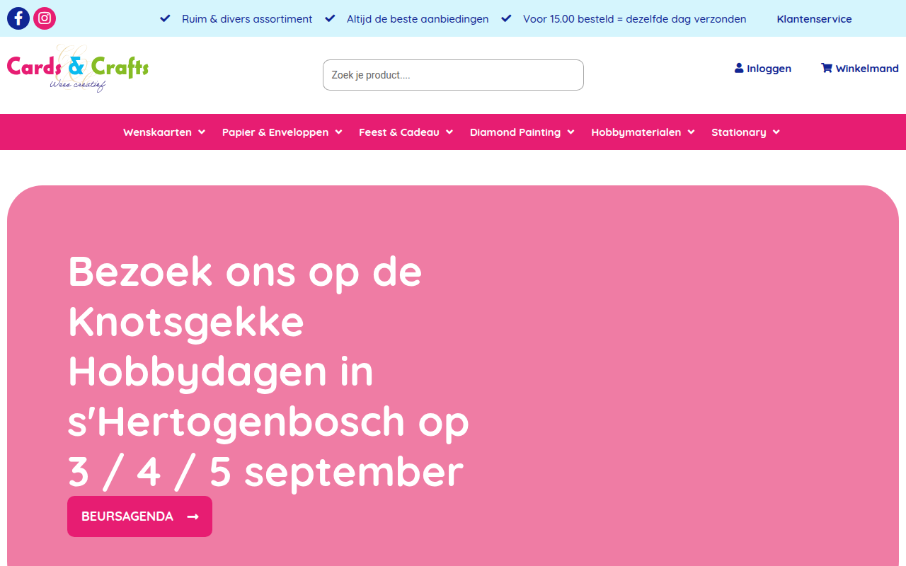 Screenshot van cardscrafts.nl