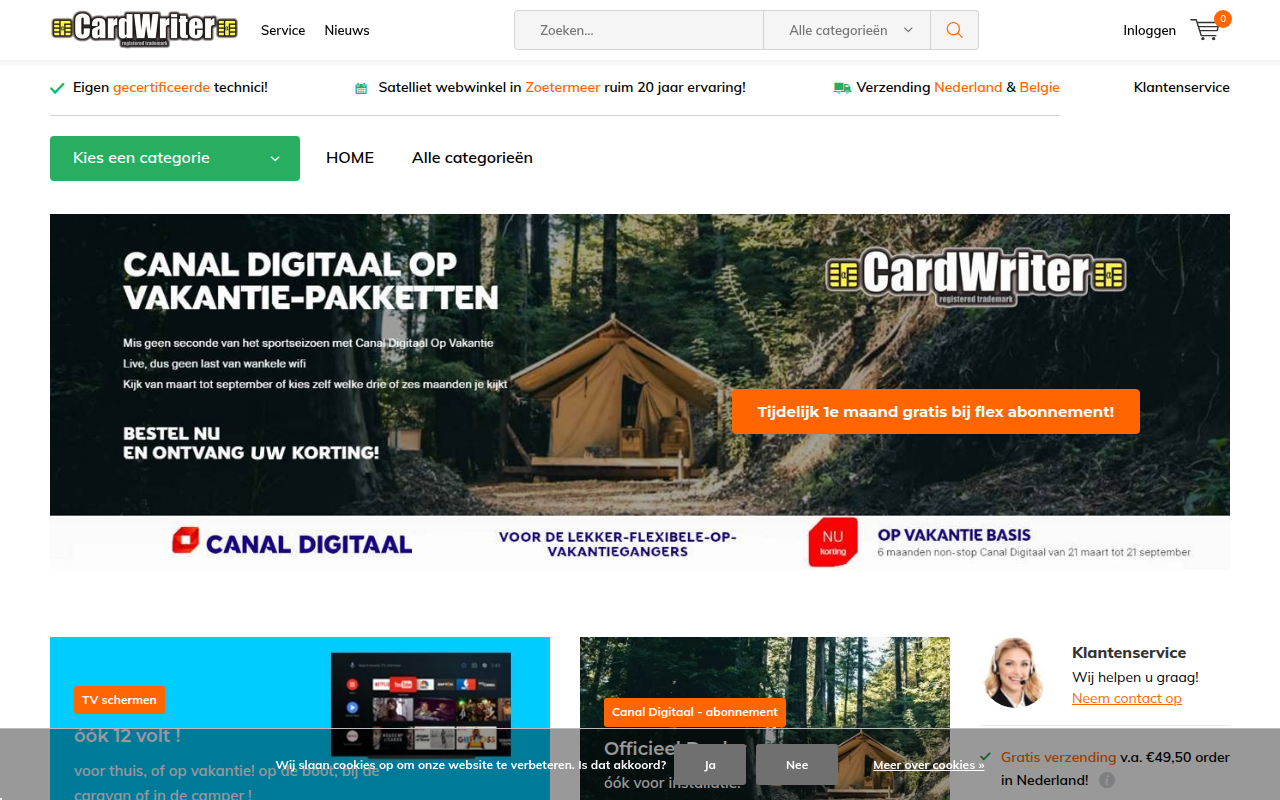 Screenshot van cardwriter.nl