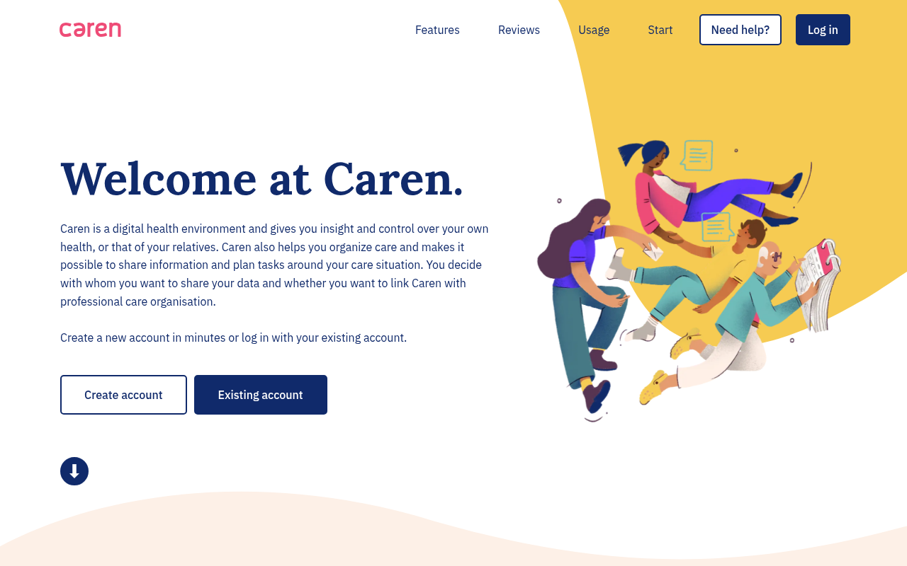 Screenshot van caren.nl