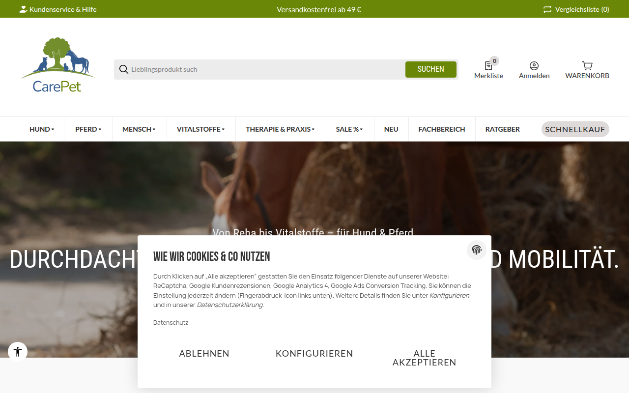 Screenshot van carepet.de