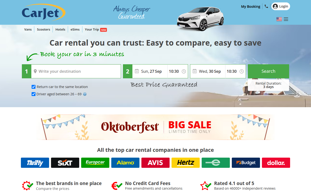 Screenshot van carjet.com