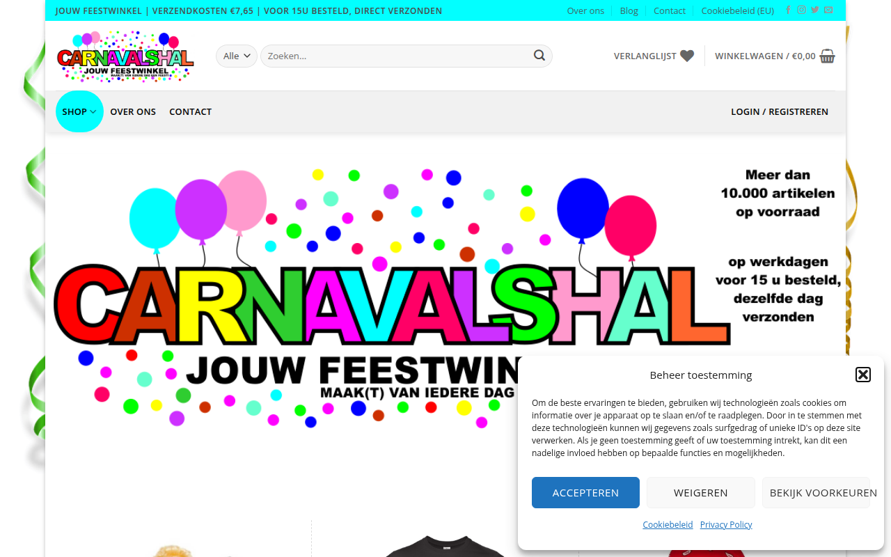 Screenshot van carnavalshal.com