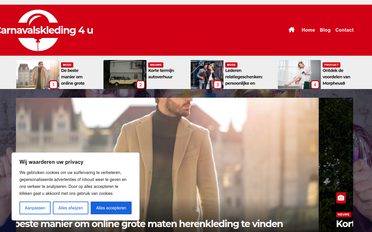 Screenshot van carnavalskleding4u.nl