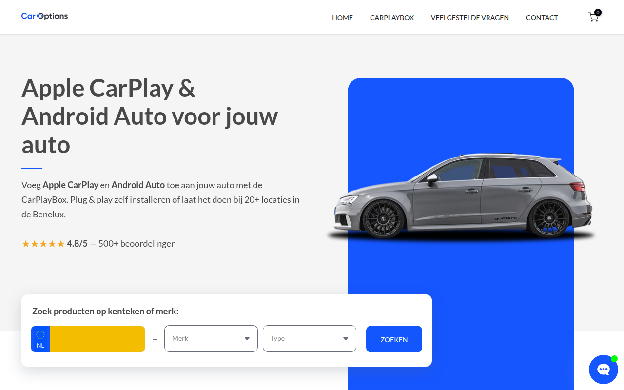Screenshot van caroptions.nl