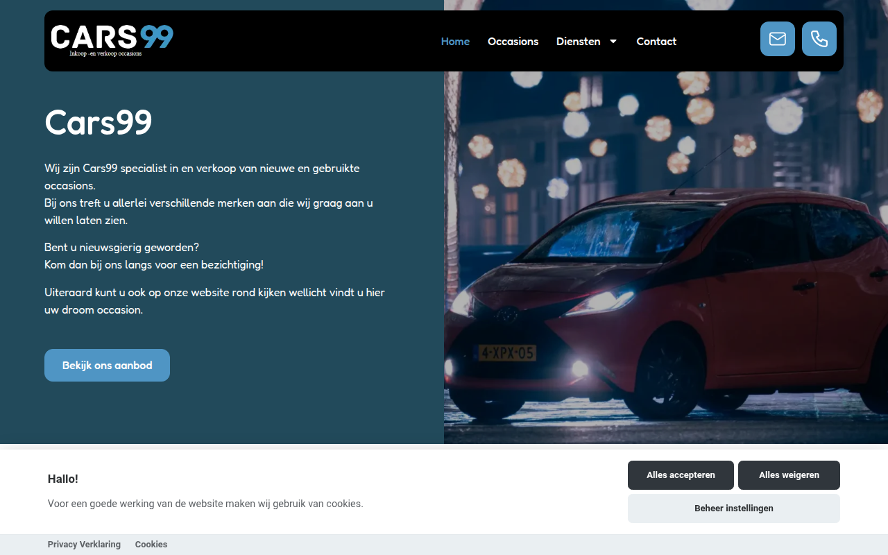 Screenshot van cars99.nl