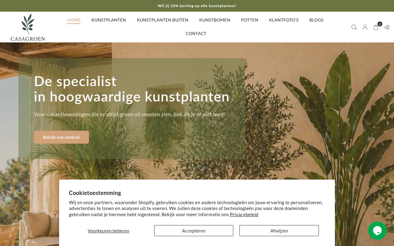 Screenshot van casagroen.nl