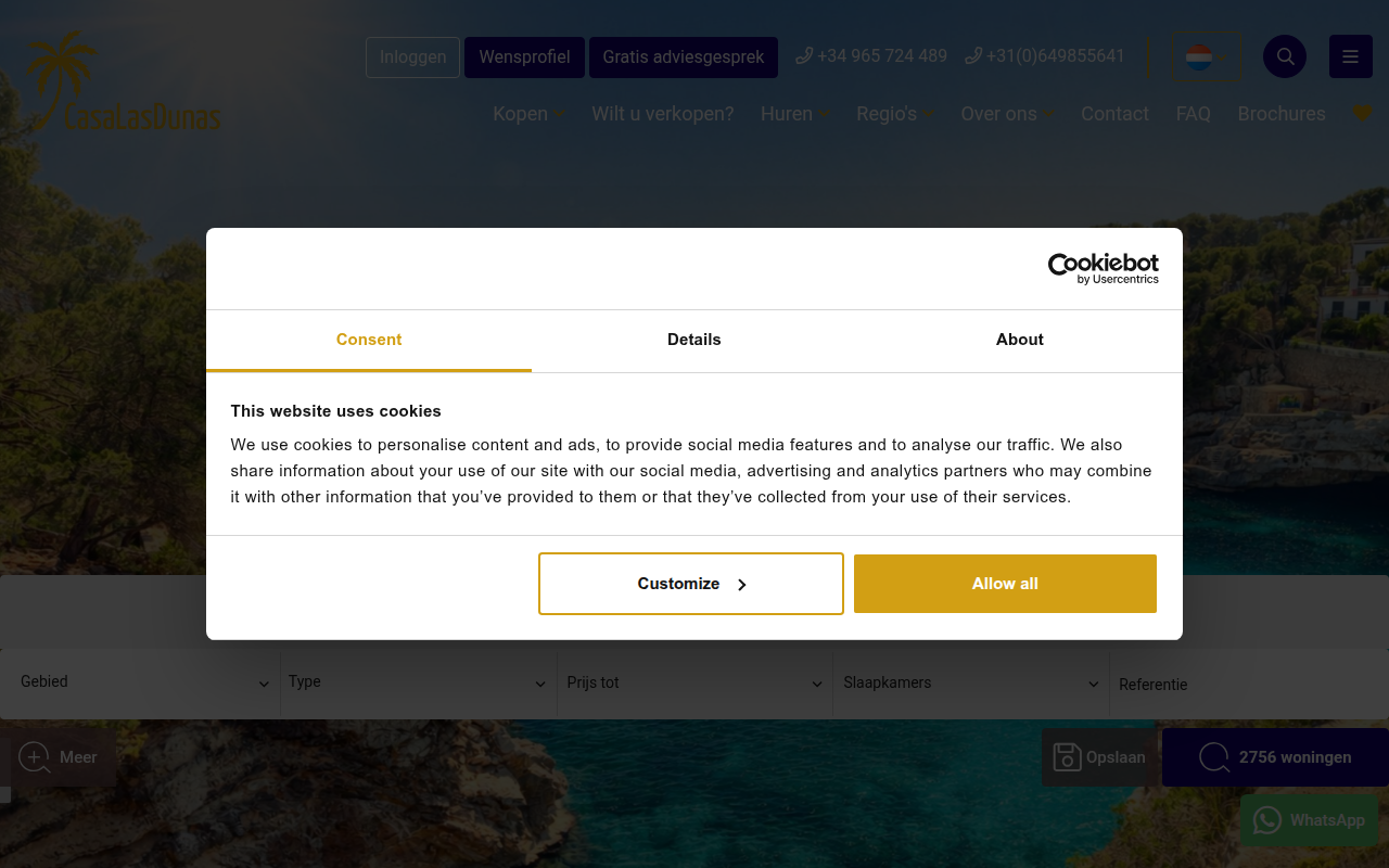 Screenshot van casalasdunas.com