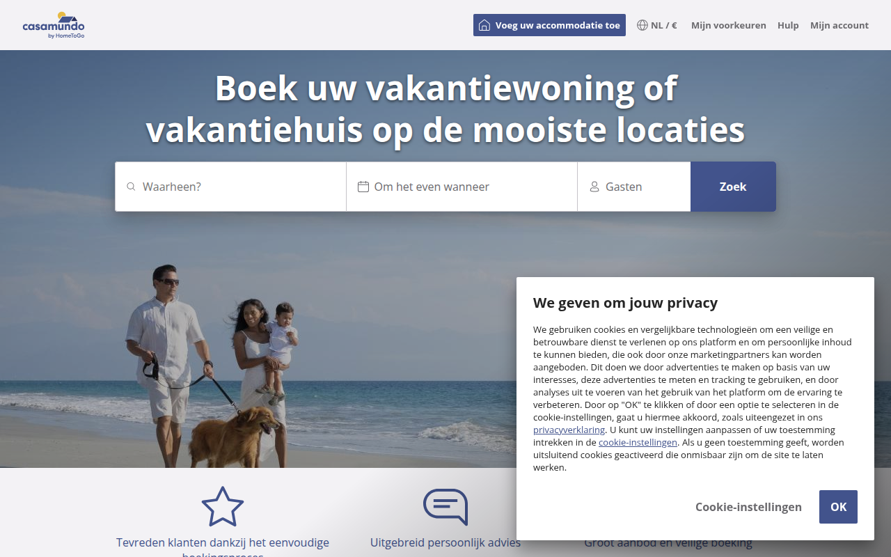 Screenshot van casamundo.nl