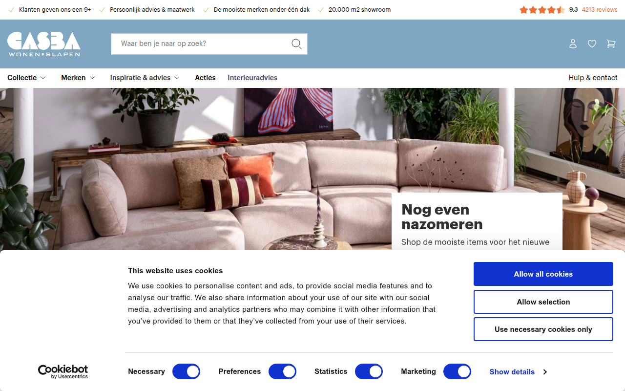 Screenshot van casba.nl