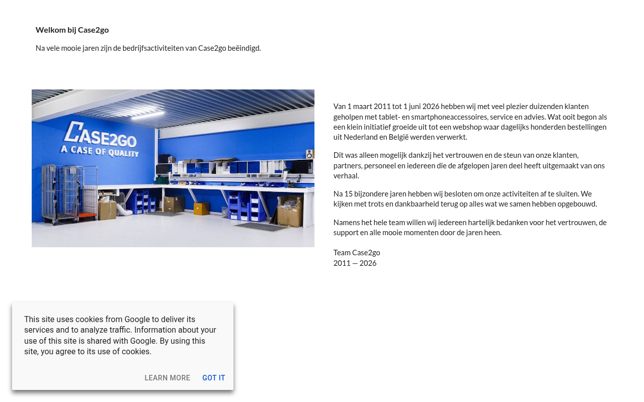Screenshot van case2go.nl