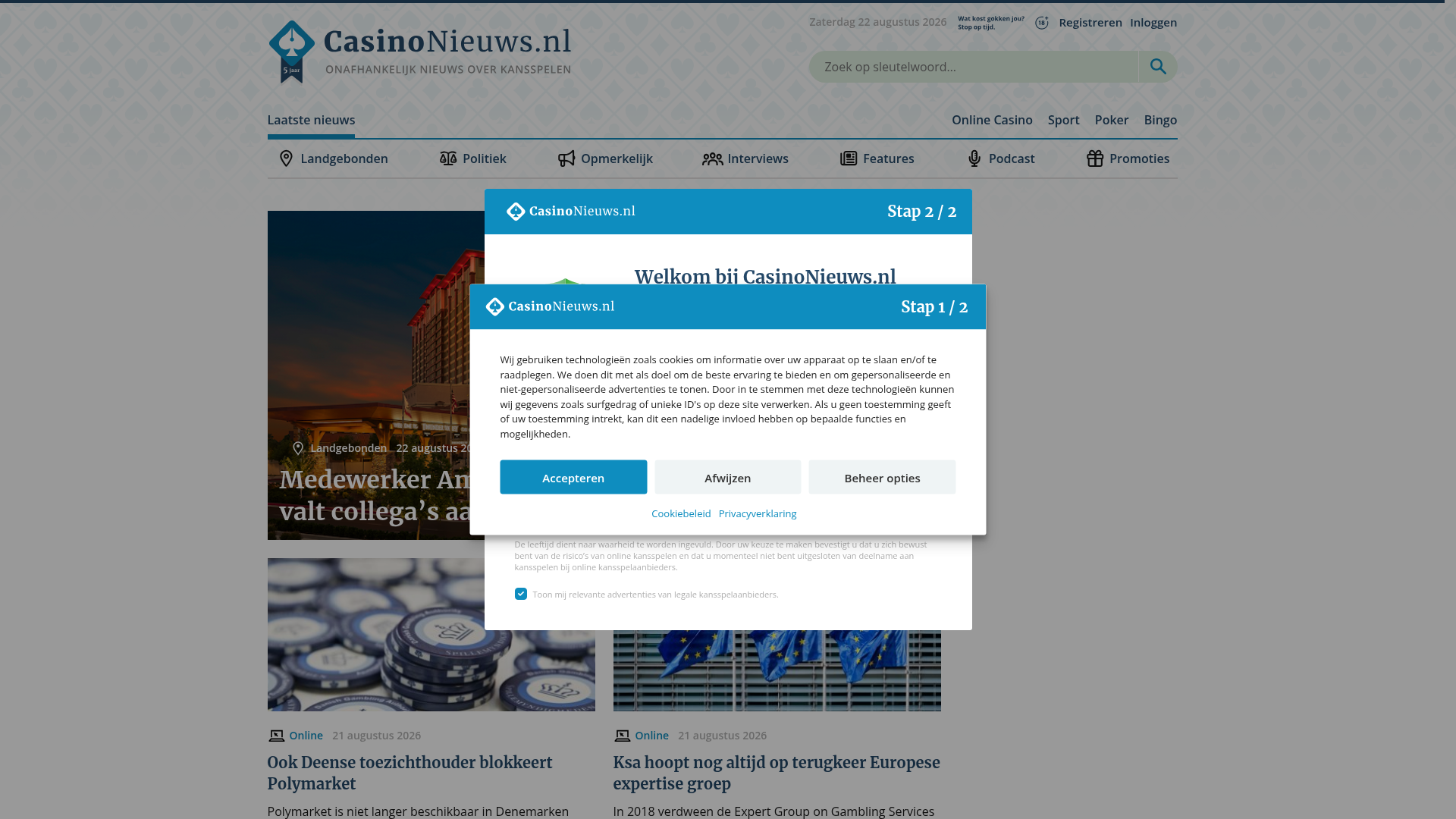 Screenshot van casinonieuws.nl