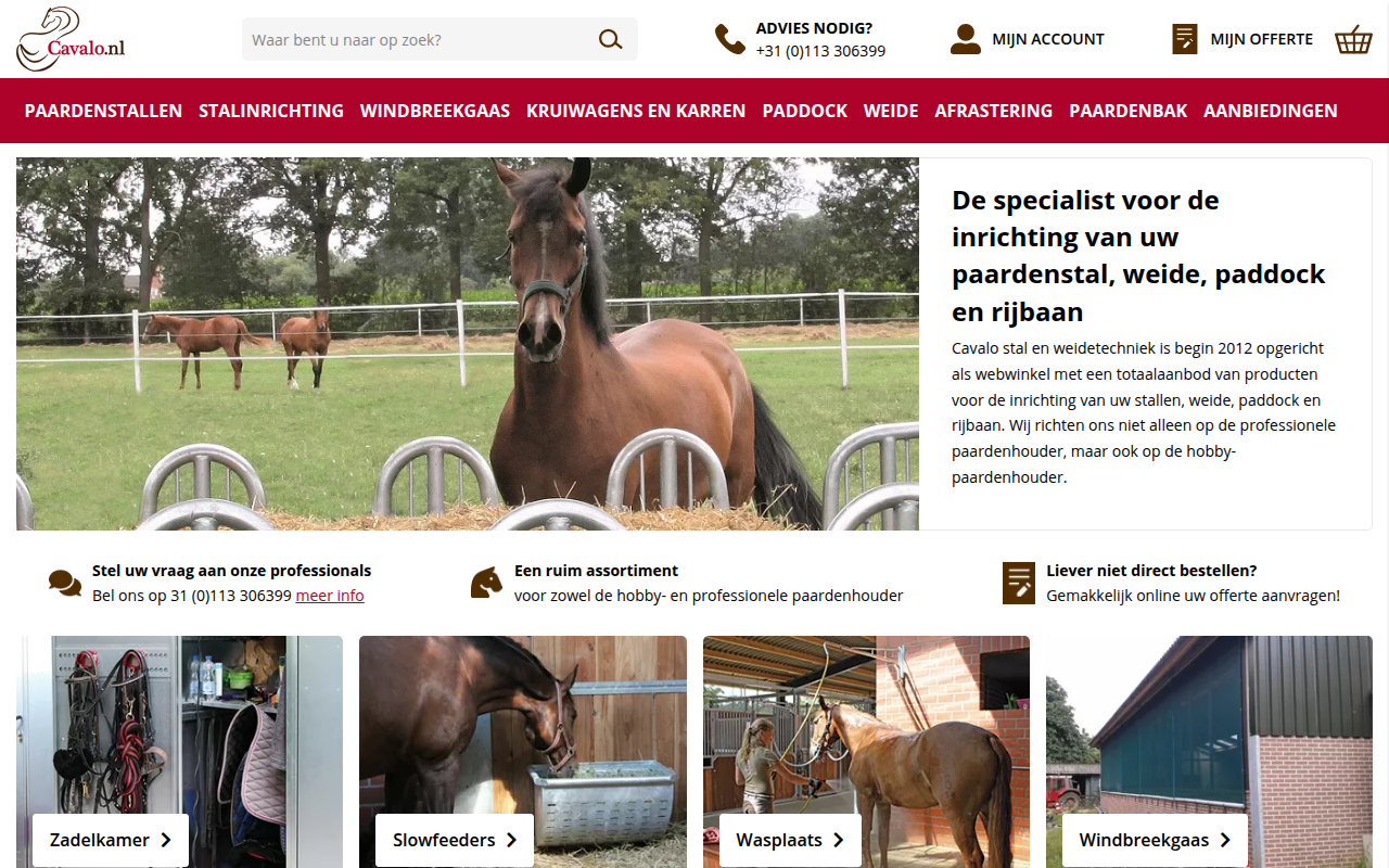 Screenshot van cavalo.nl