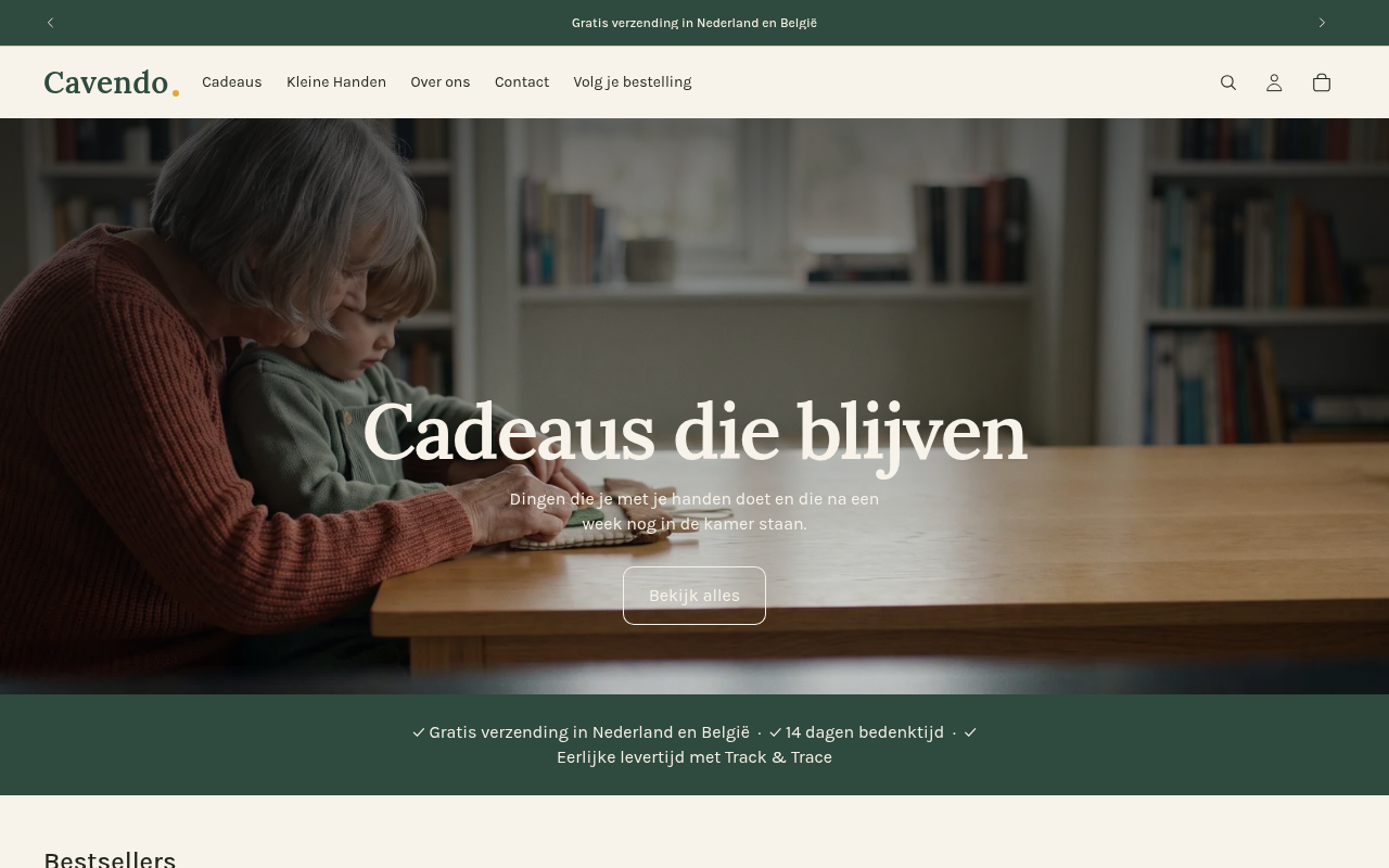 Screenshot van cavendo.nl