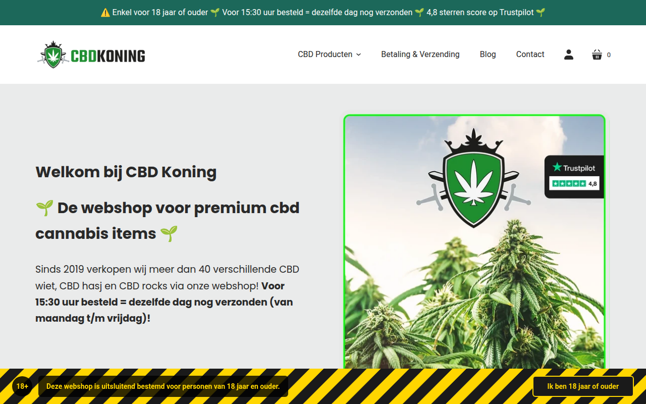 Screenshot van cbd-koning.nl