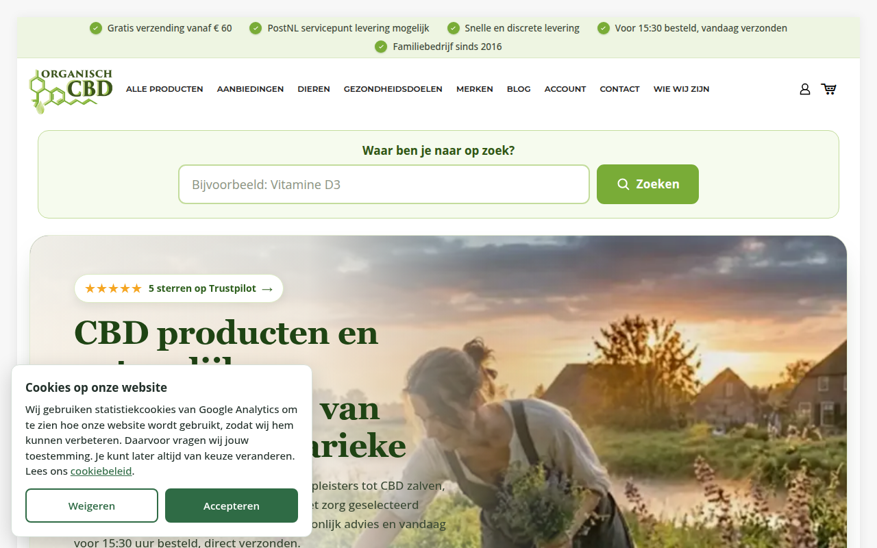 Screenshot van cbd-producten.nl