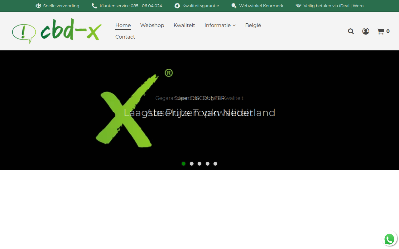 Screenshot van cbd-x.nl