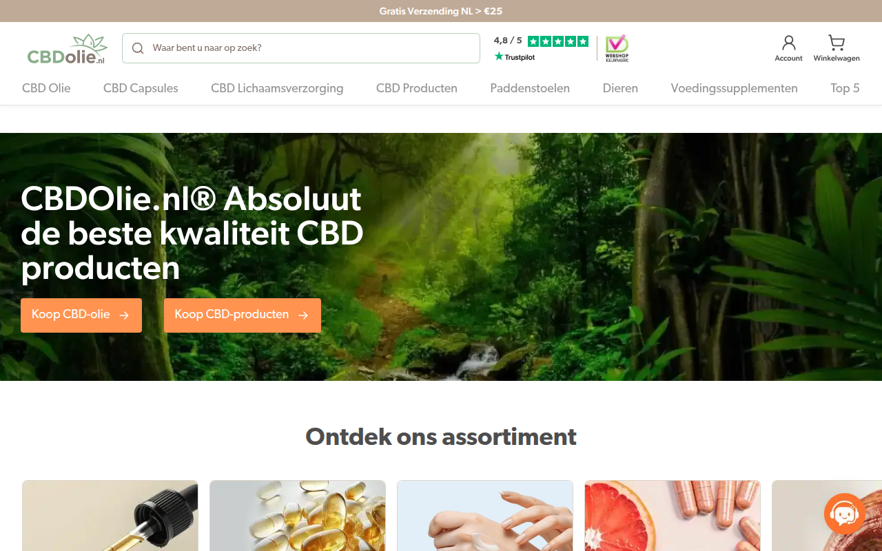 Screenshot van cbdolie.nl