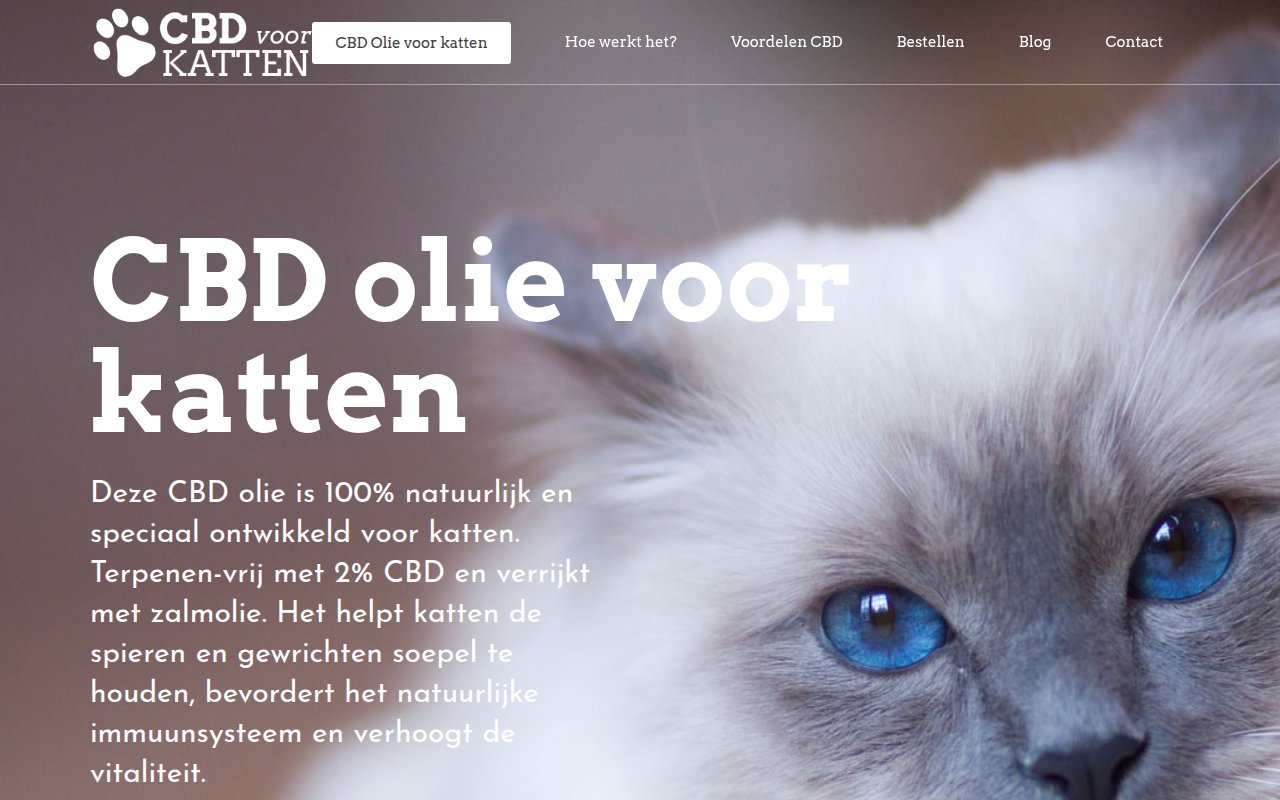 Screenshot van cbdvoorkatten.nl