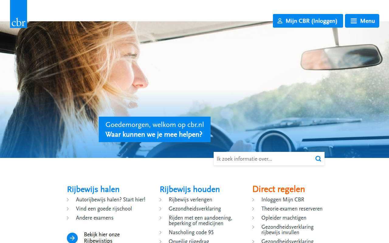 Screenshot van cbr.nl