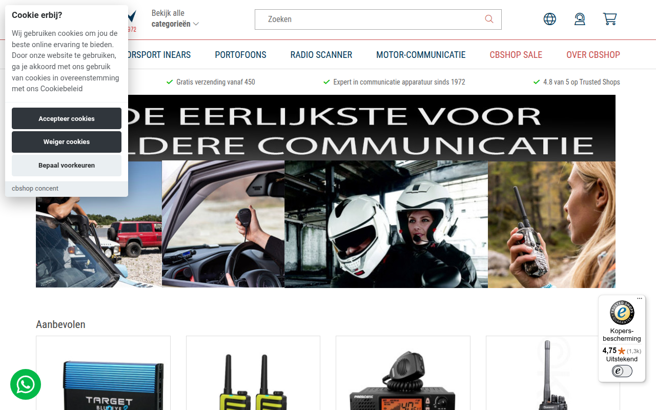 Screenshot van cbshop.com