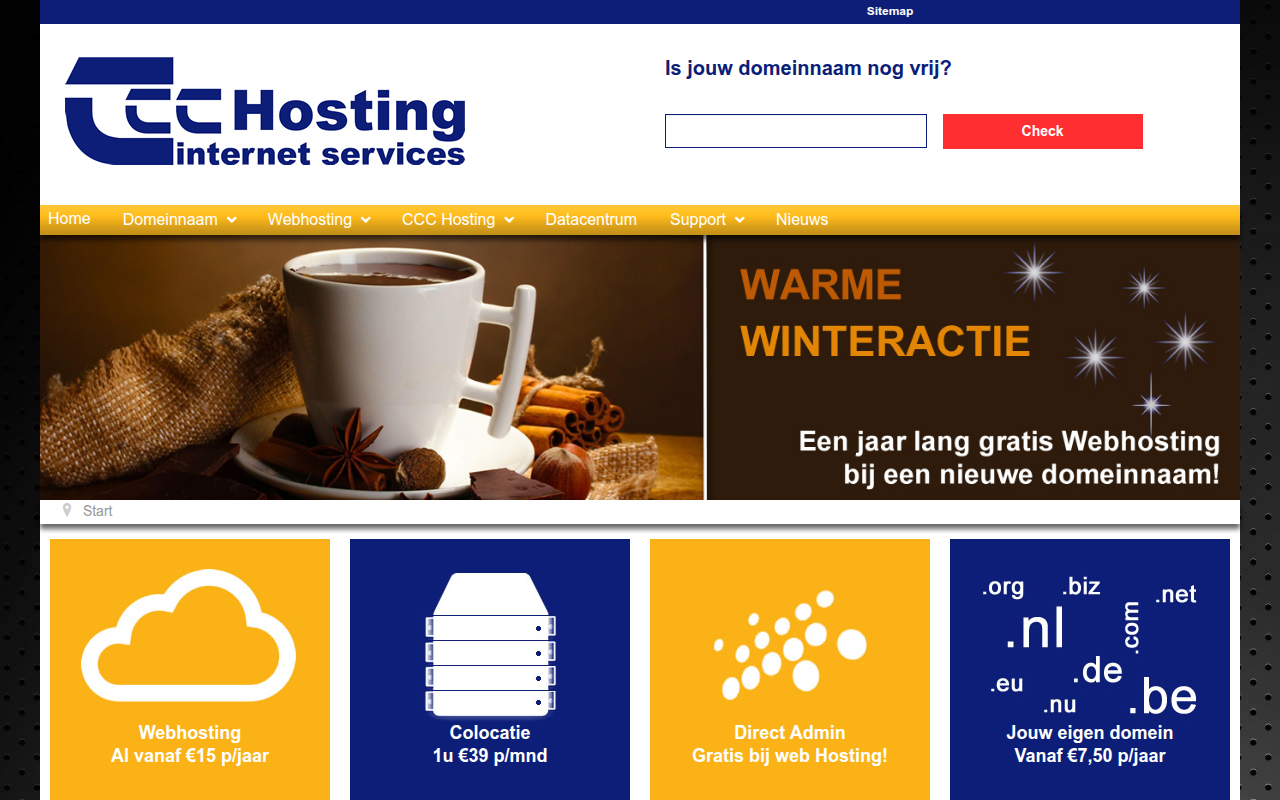 Screenshot van ccchosting.nl