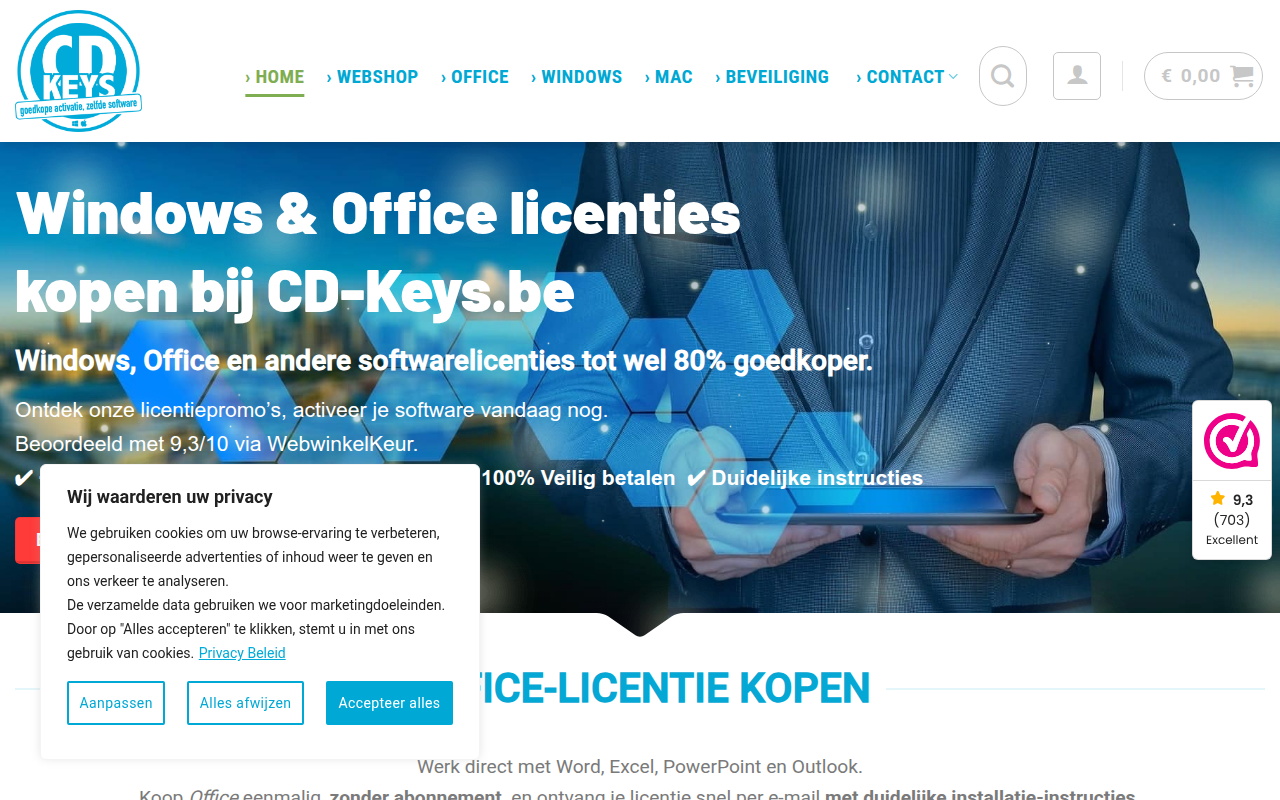 Screenshot van cd-keys.be