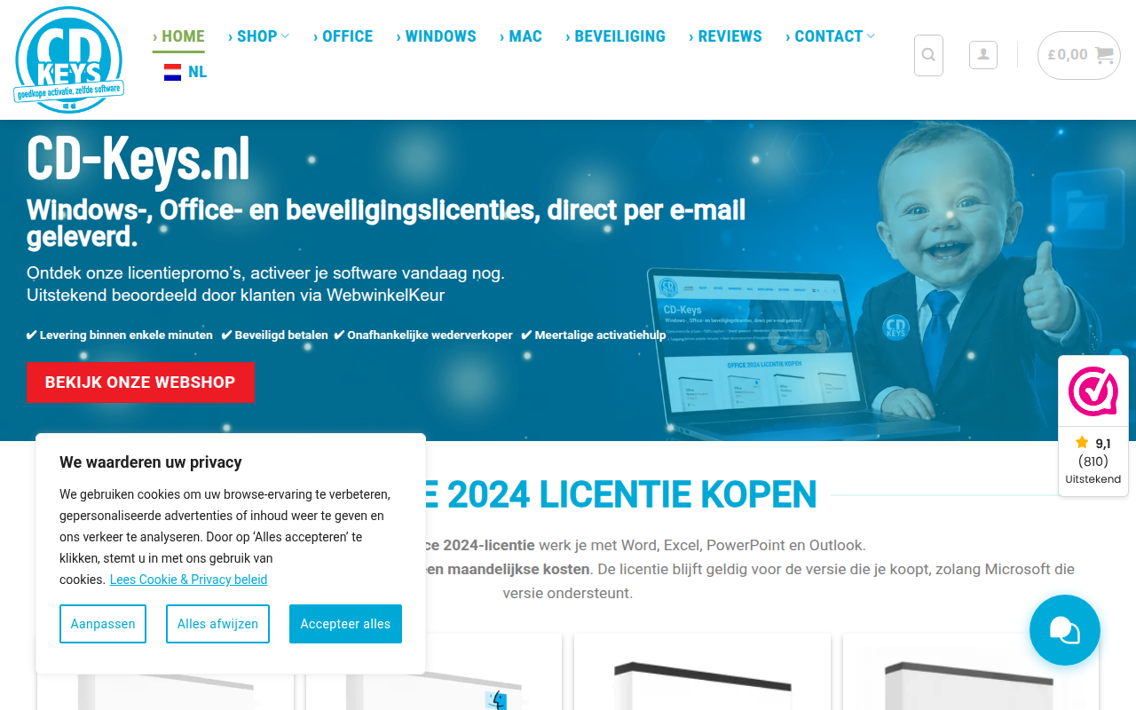 Screenshot van cd-keys.nl