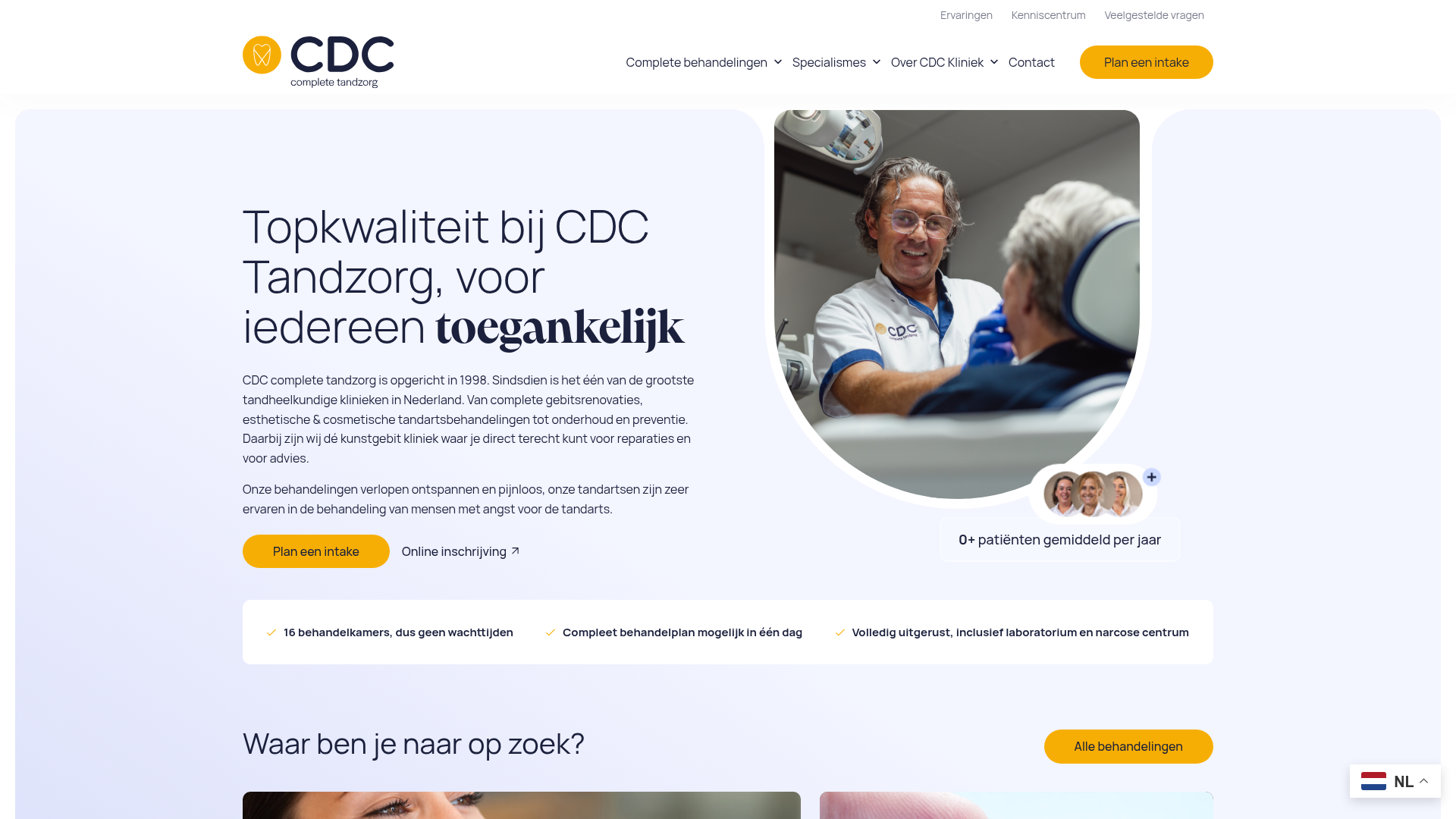 Screenshot van cdctandzorg.nl