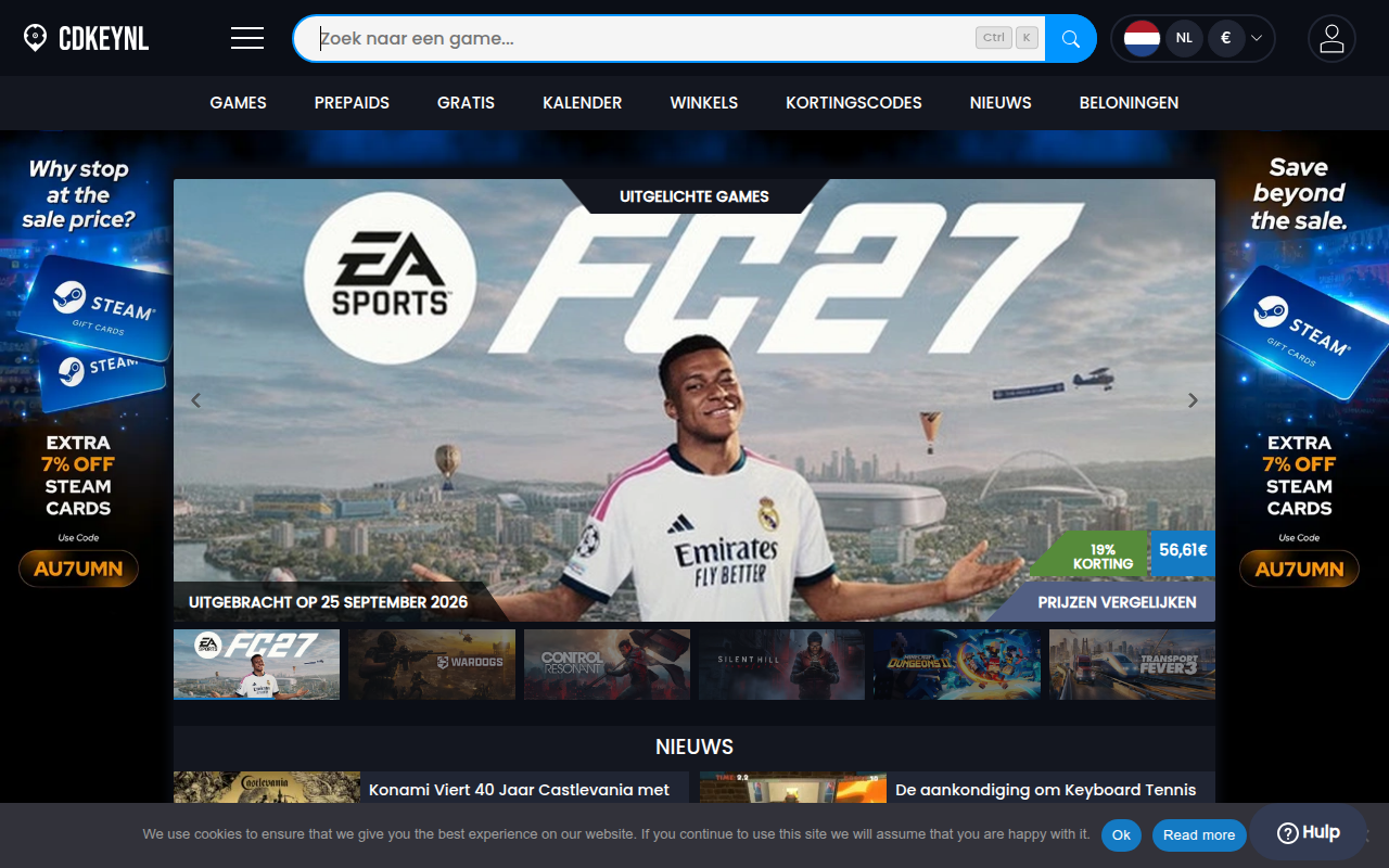 Screenshot van cdkeynl.nl