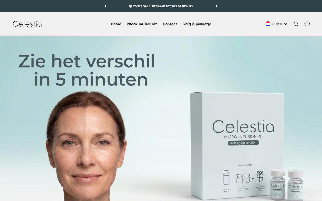 Screenshot van celestiabeauty.nl