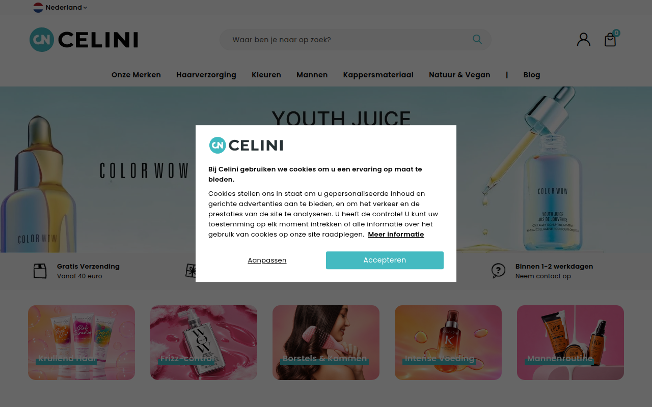 Screenshot van celini.nl