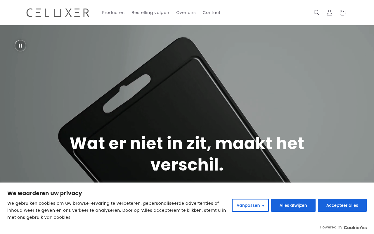 Screenshot van celuxer.nl