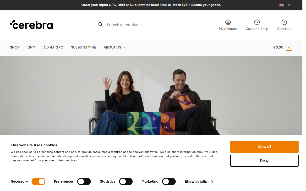 Screenshot van cerebra-nootropics.com