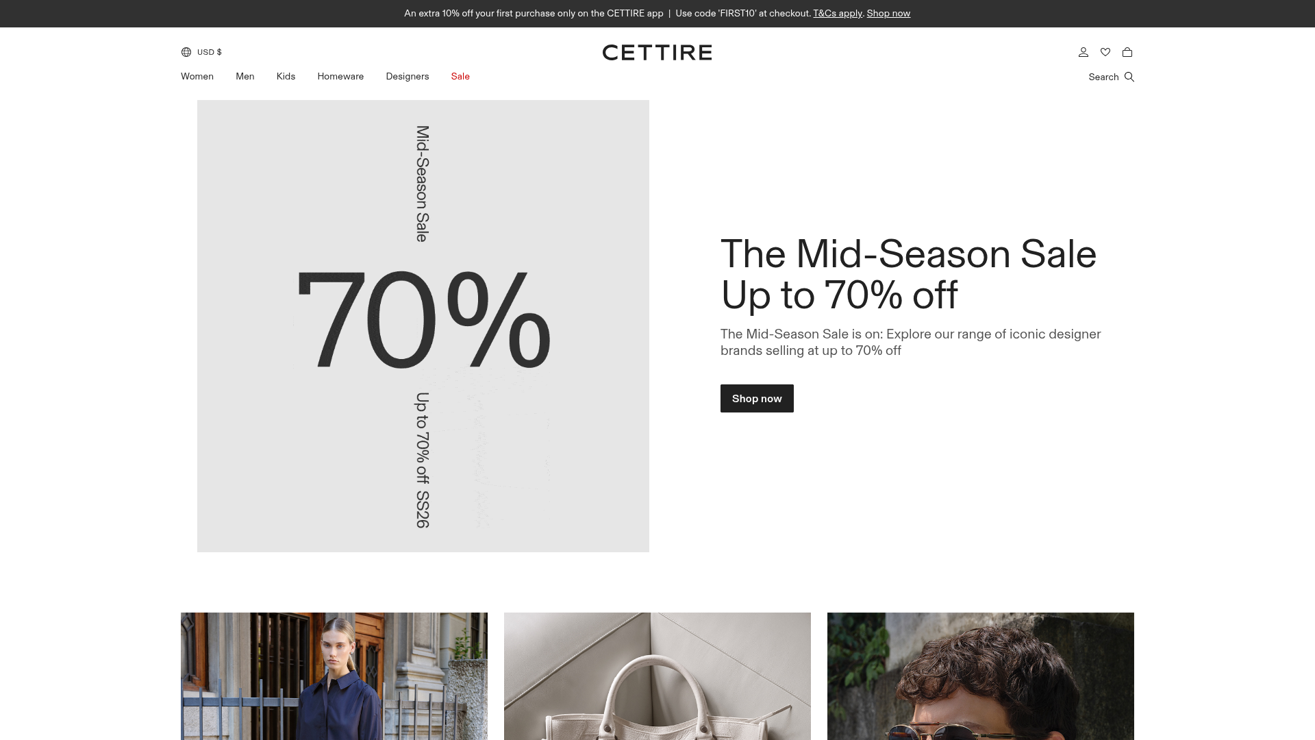 Screenshot van cettire.com