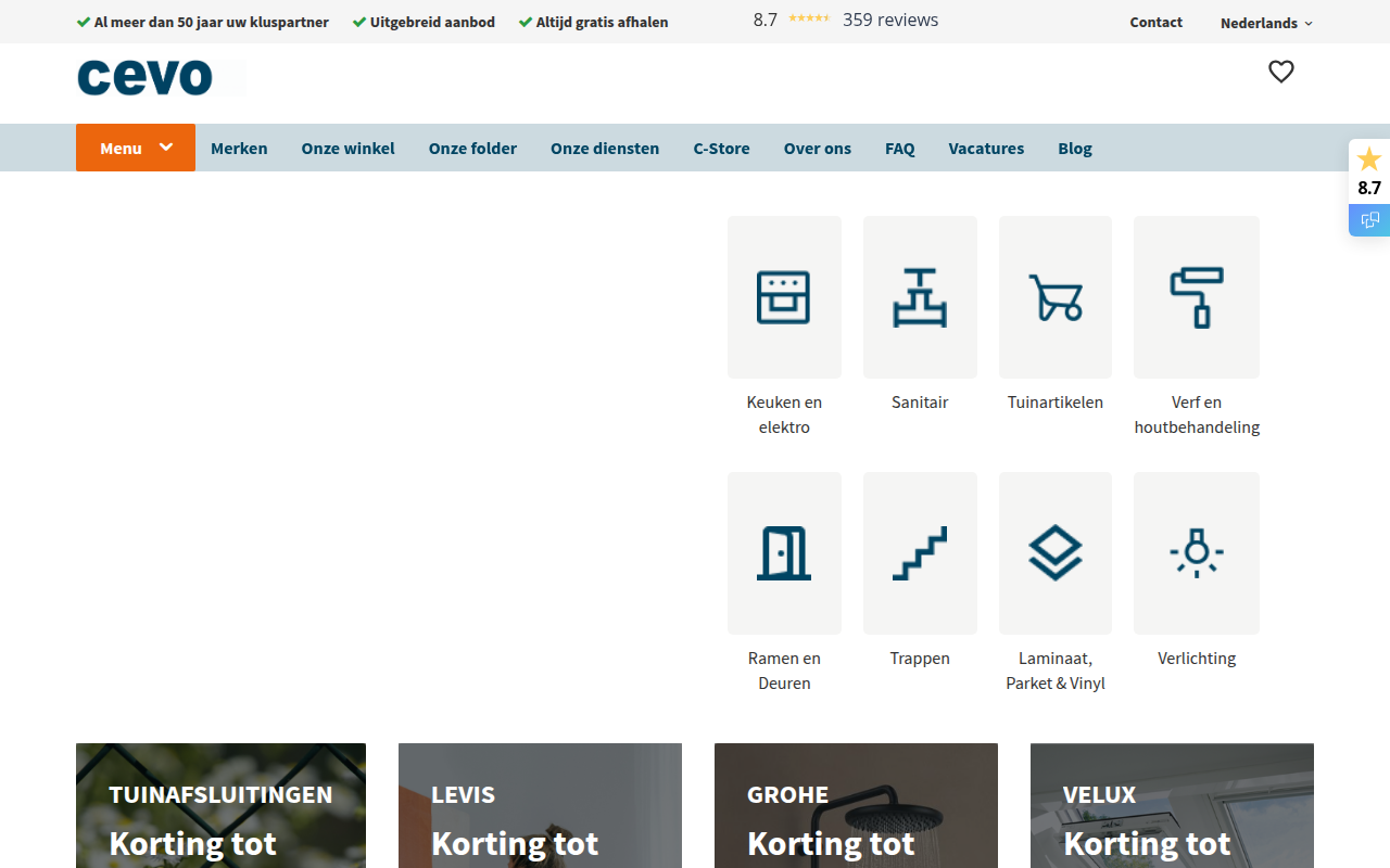Screenshot van cevo.be