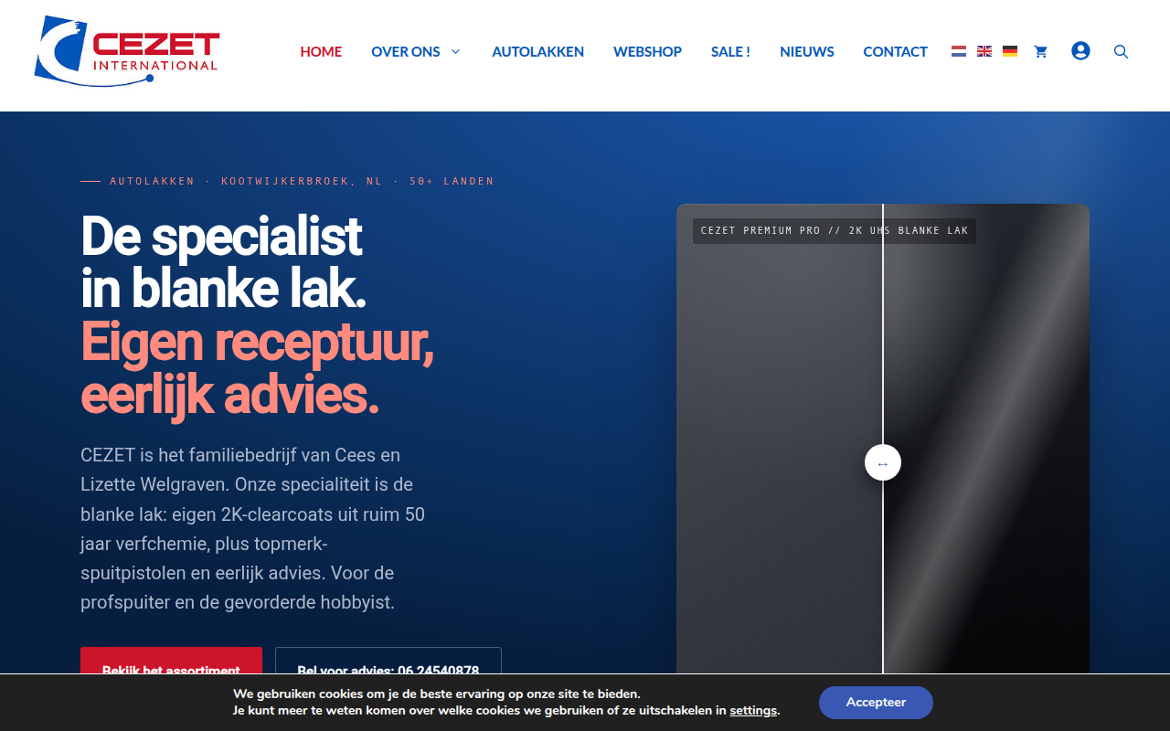 Screenshot van cezet-autolakken.nl