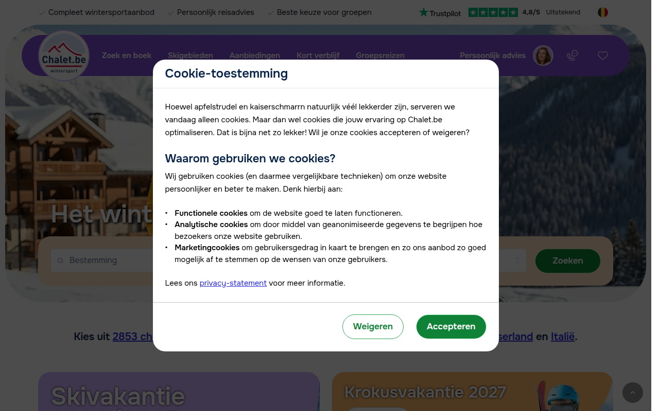 Screenshot van chalet.be