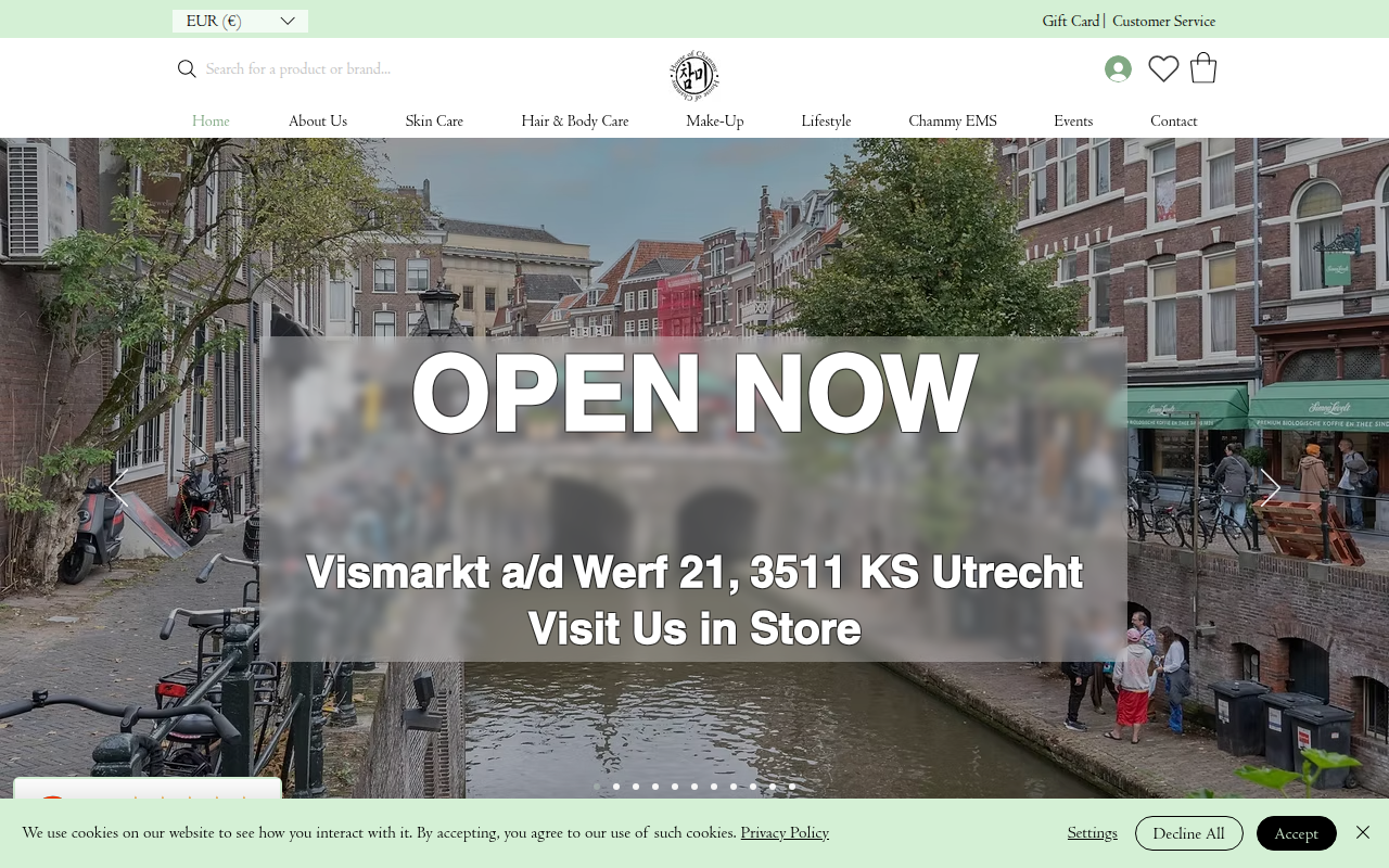 Screenshot van chammycosmetics.com