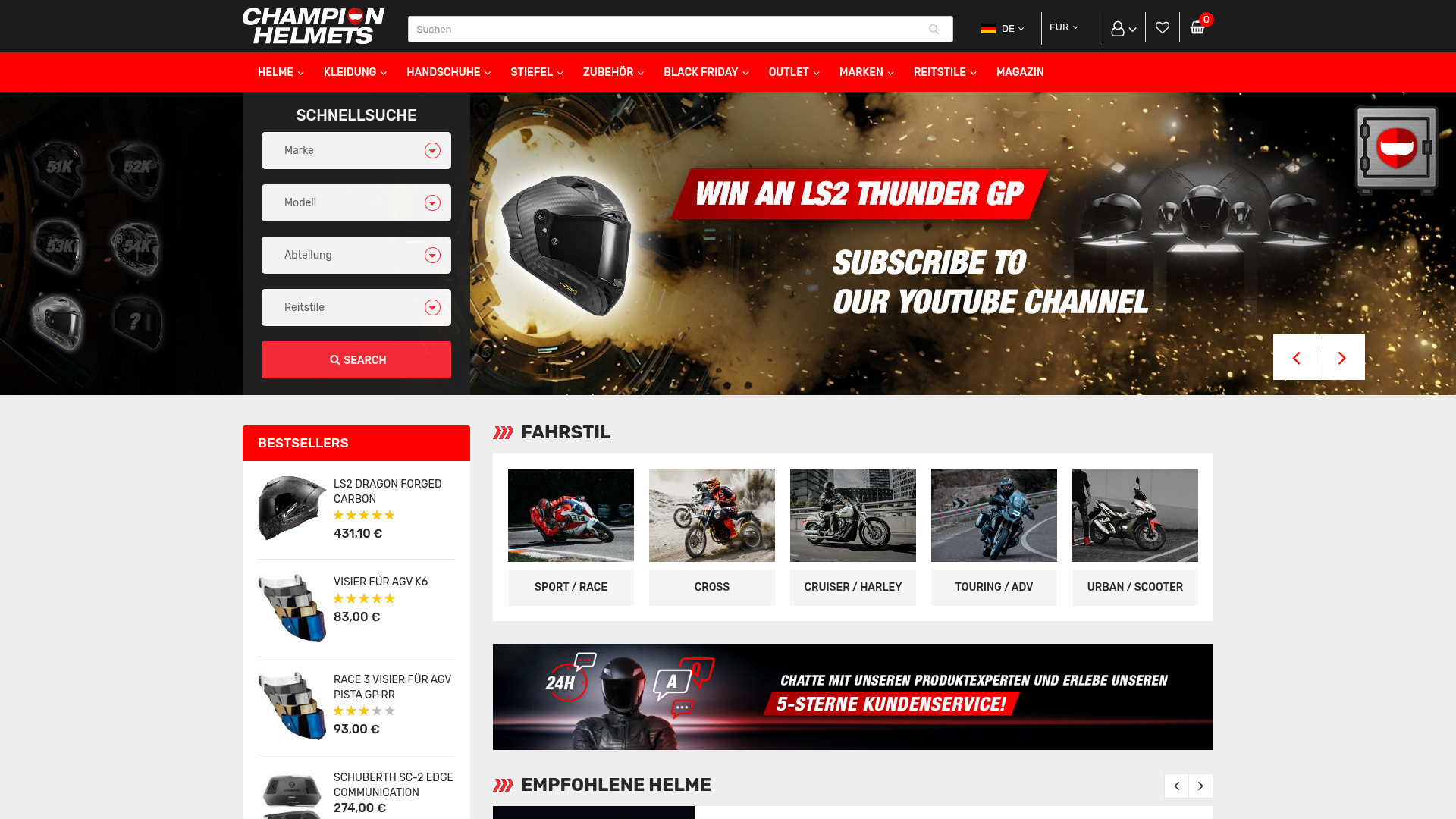 Screenshot van championhelmets.com