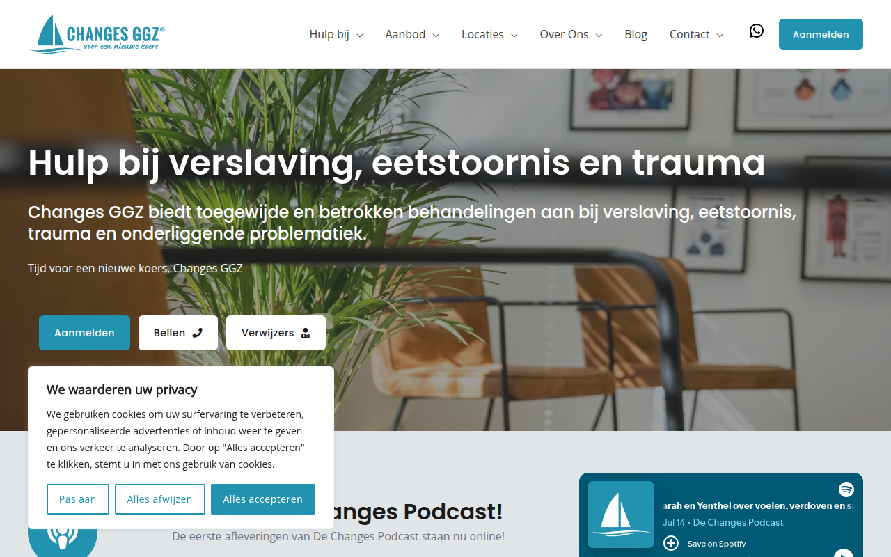 Screenshot van changesggz.nl