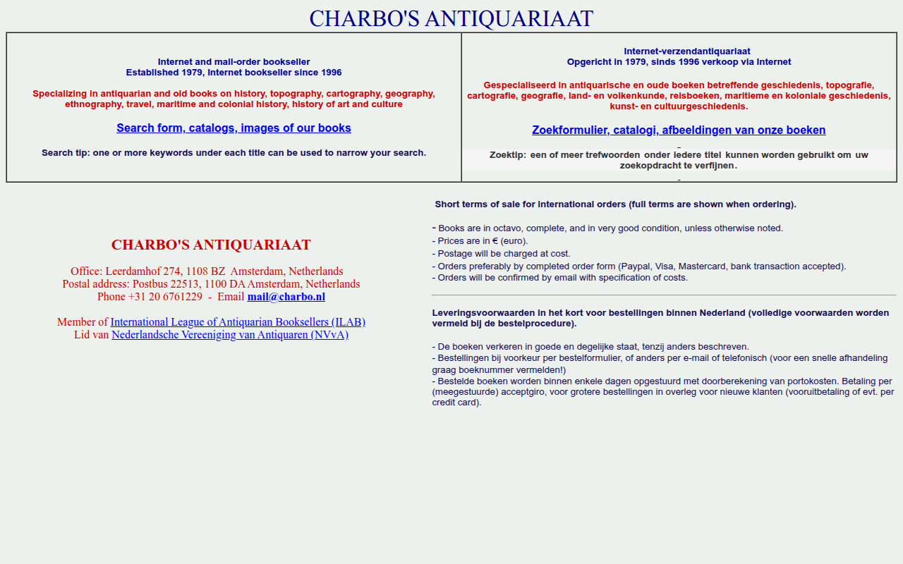 Screenshot van charbo.nl
