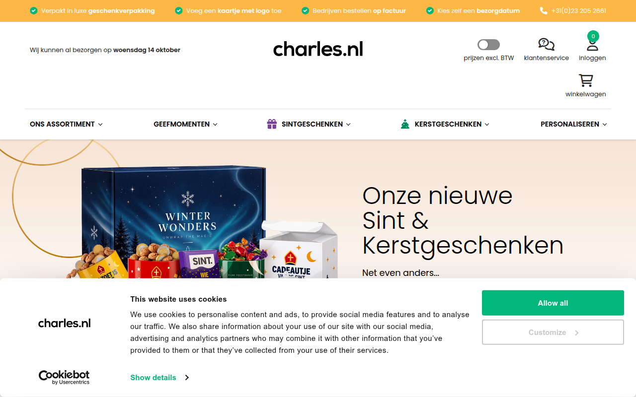 Screenshot van charles.nl