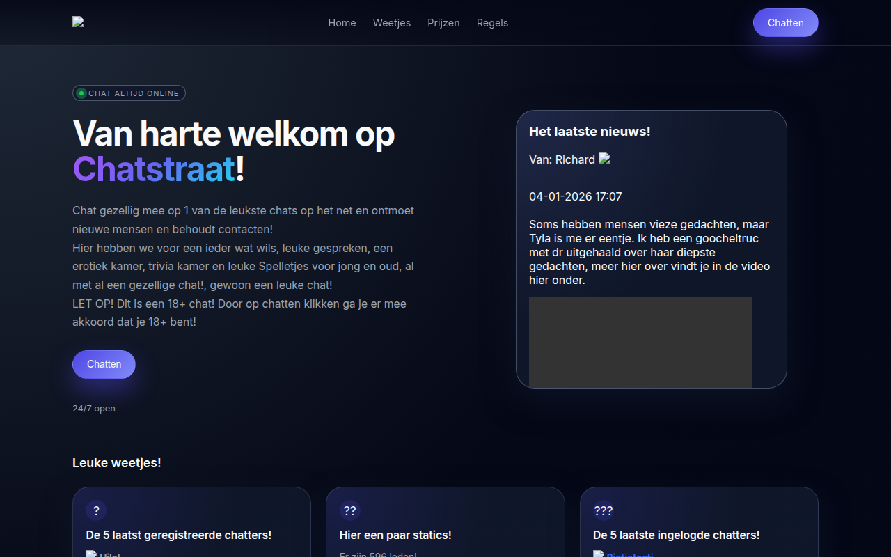 Screenshot van chatstraat.nl