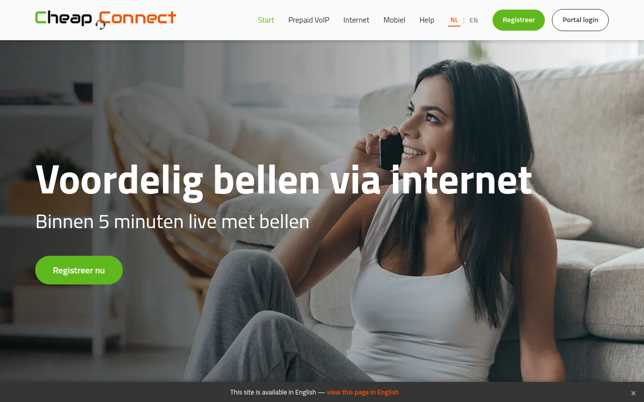 Screenshot van cheapconnect.nl