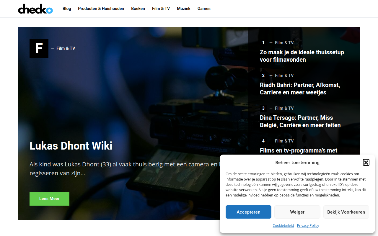 Screenshot van checko.be