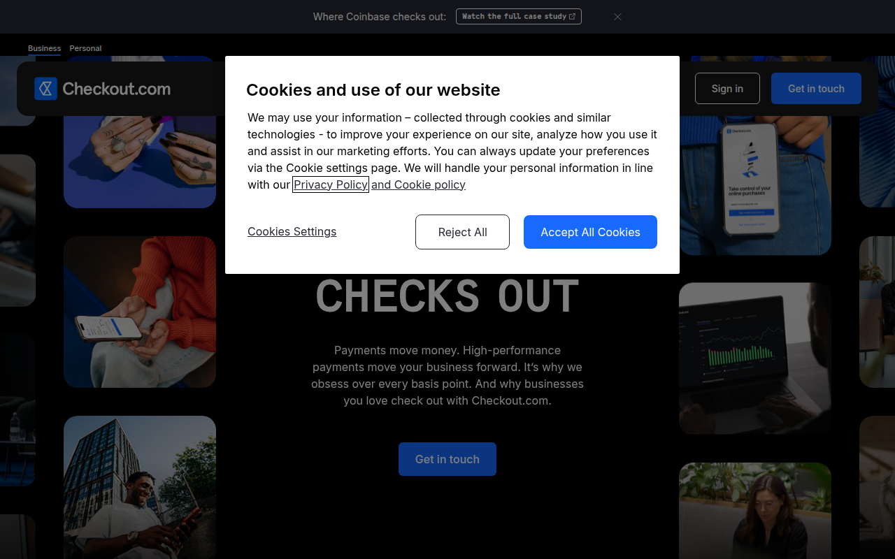 Screenshot van checkout.com